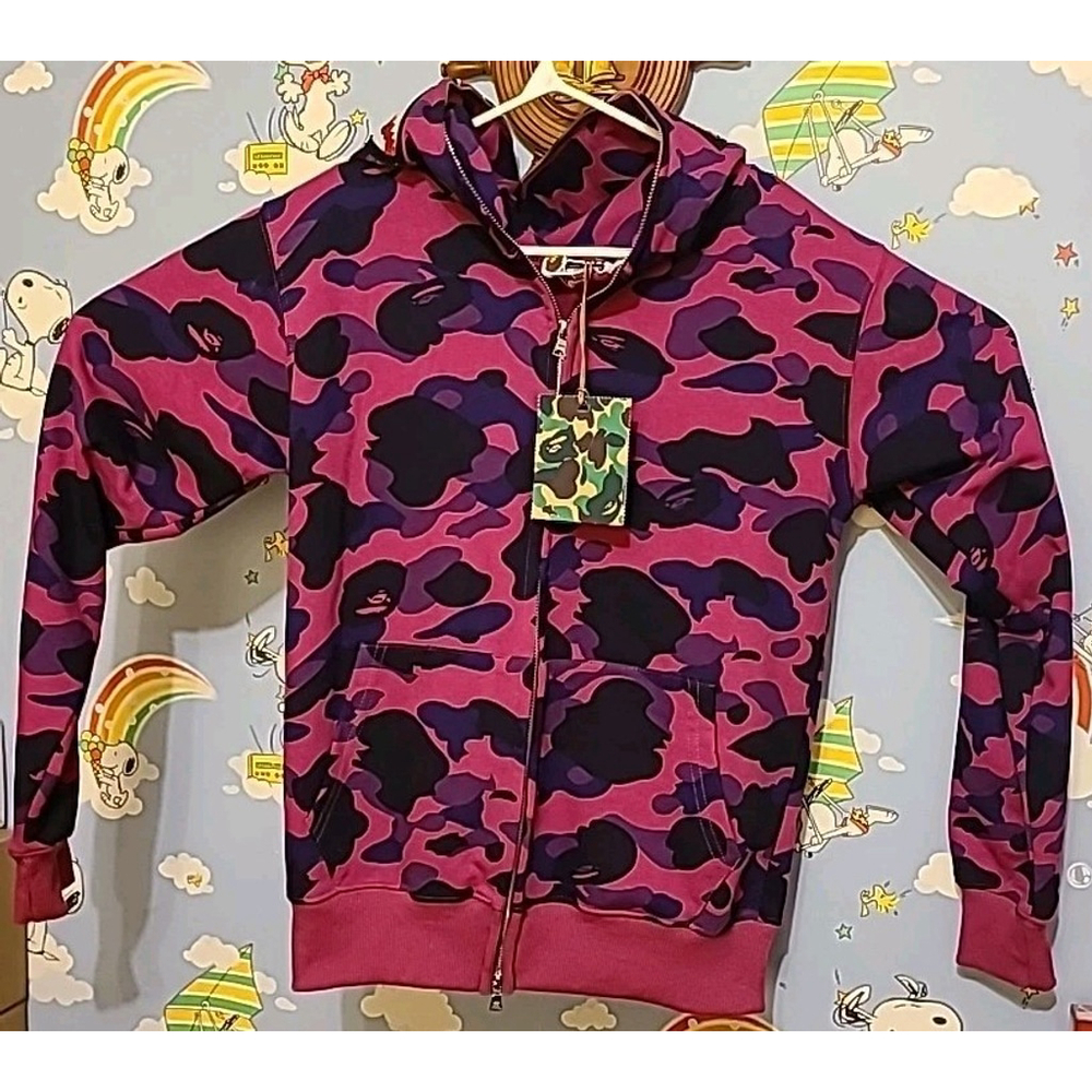 A Bathing Ape Full Zip Camo Hoodie Jacket Sweater WGM World Gone Bape New W Tags